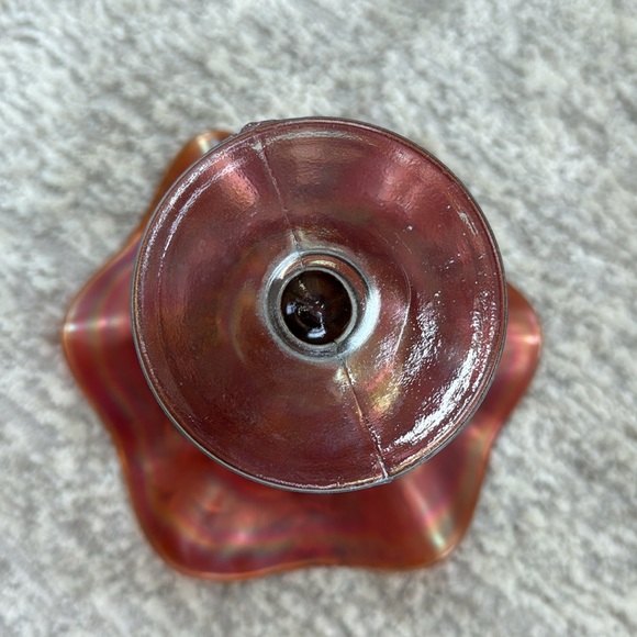 Vintage Fenton Glass Grape Cable Marigold Carnival Glass Compote Ruffled Bowl - Picture 6 of 8